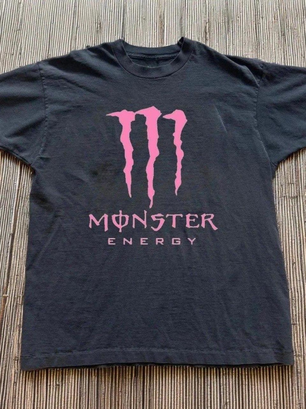 Gildan Black Short-Sleeve Tee with Pink Monster Energy Logo